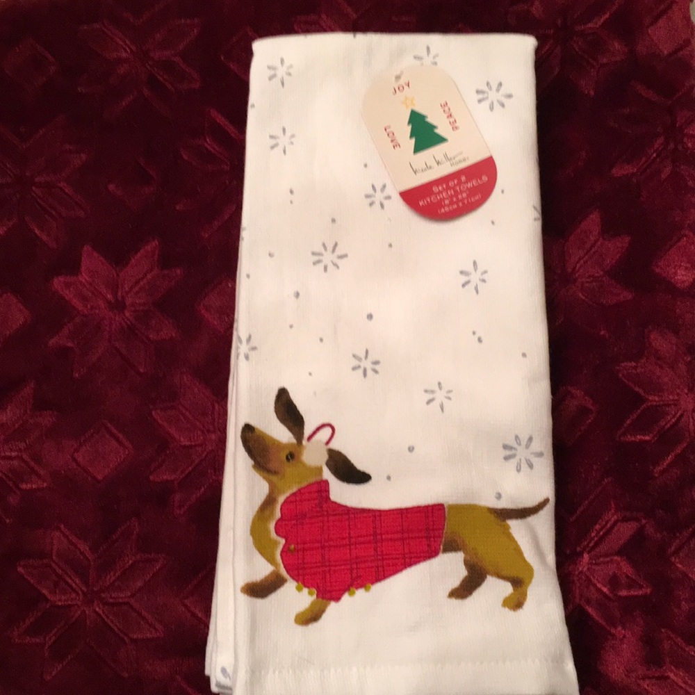 Set of Holiday dachshund kitchen towels